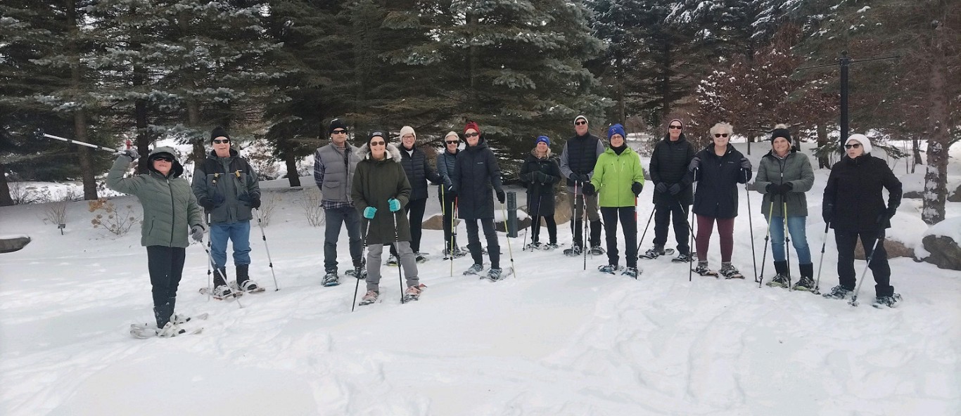 snowshoeing group